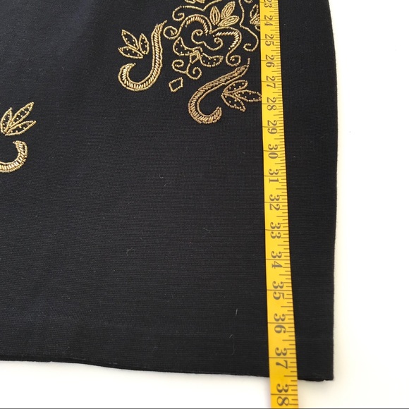 The Limited Black Gold Floral Beading Wool Dress - Picture 4 of 6